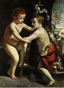 Guido Cagnacci Jesus and John the Baptist as children oil painting on canvas
